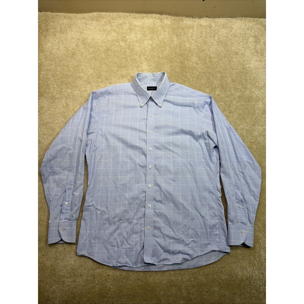 Proper Cloth Button Down Shirt Mens XL Blue White Plaid Preppy Lightweight